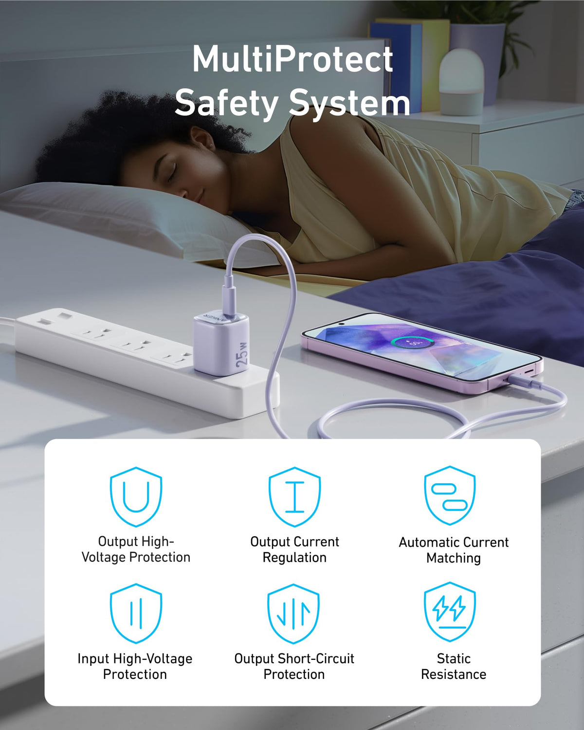 Anker 25W charger with MultiProtect features for safety